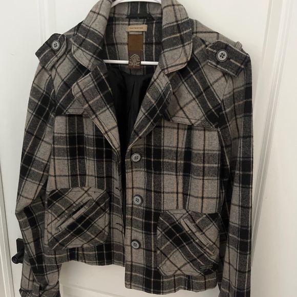 Ruff hewn moto  Jacket plaid grey black - Picture 1 of 5